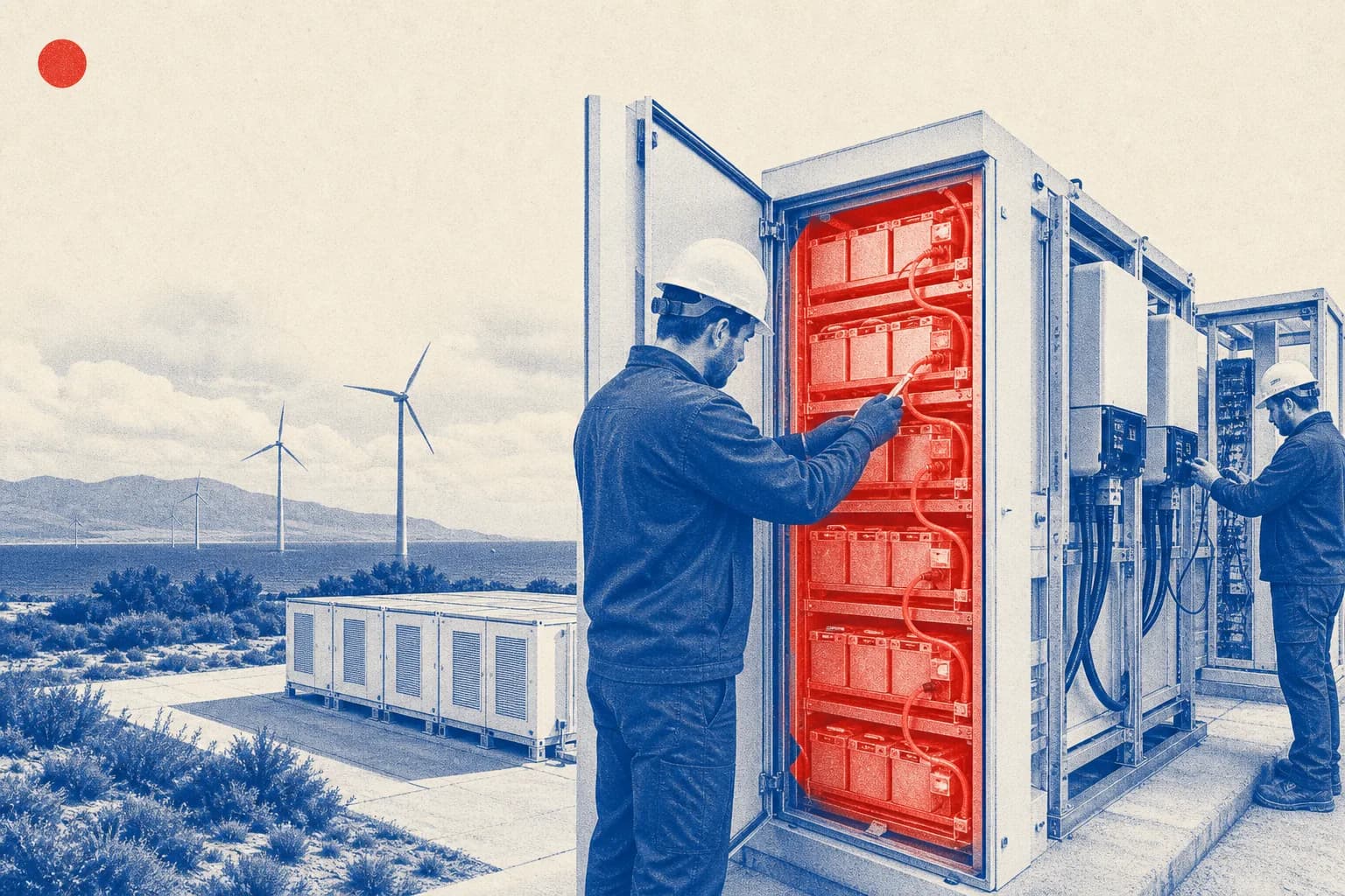 Editorial illustration of the battery storage installation for Cyprus recovery plan implementing decision amendment